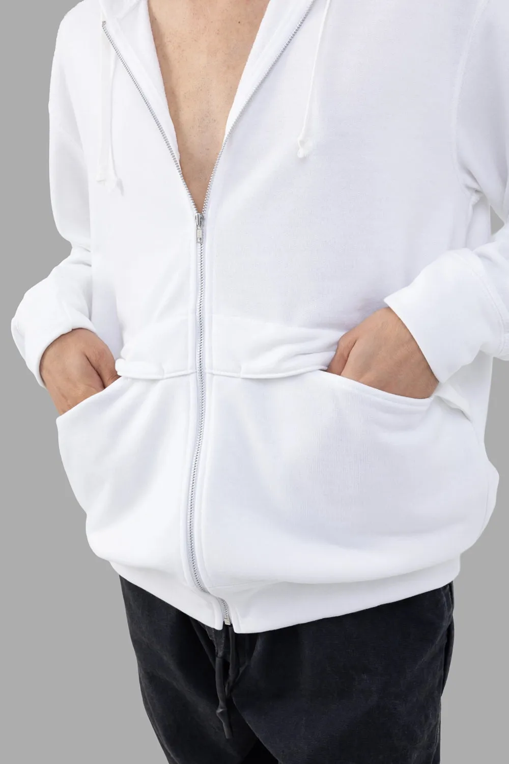 Zip-Up Hoodie in White sold by Plus Zero Concept Store product image thumbnail 3