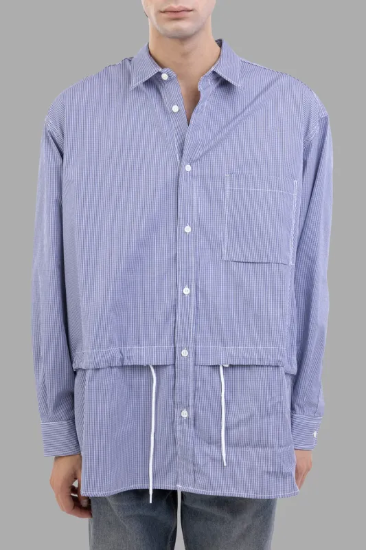 Blue Layered Drawstring Shirt sold by Plus Zero Concept Store