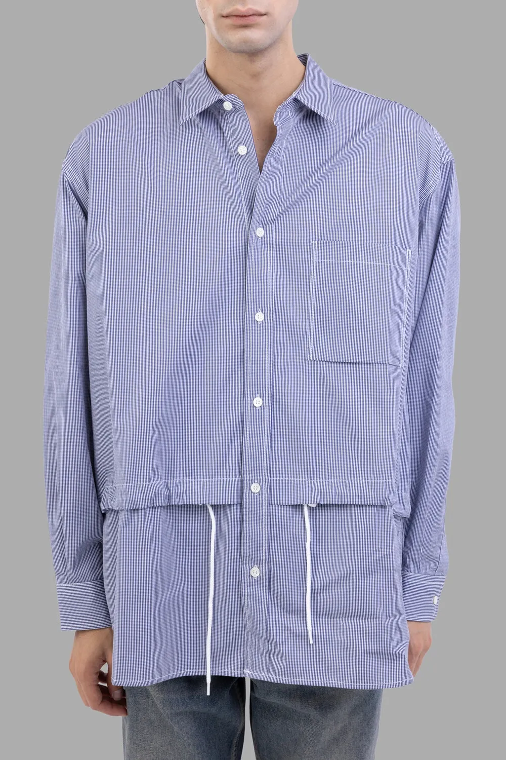 Blue Layered Drawstring Shirt sold by Plus Zero Concept Store