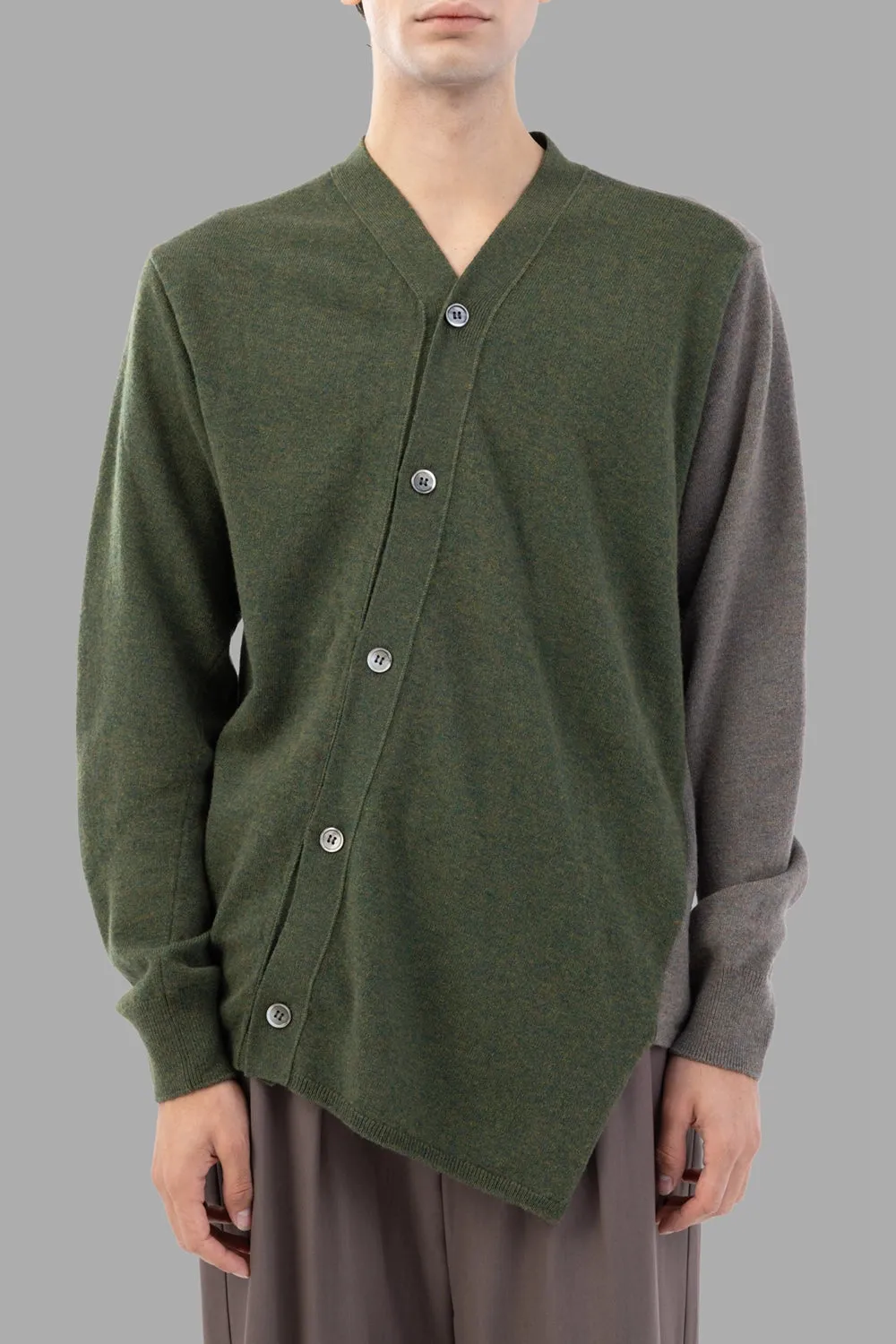 Asymmetrical Button-Front Wool Cardigan sold by Plus Zero Concept Store