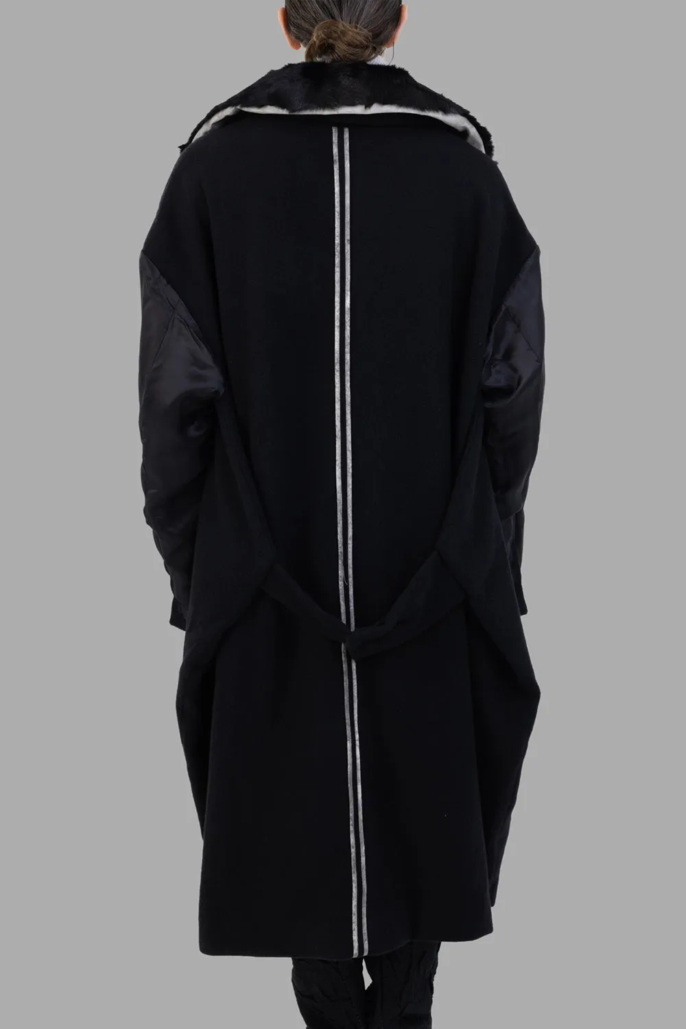 Black Oversized Coat with Contrast Sleeves sold by Plus Zero Concept Store product image thumbnail 2