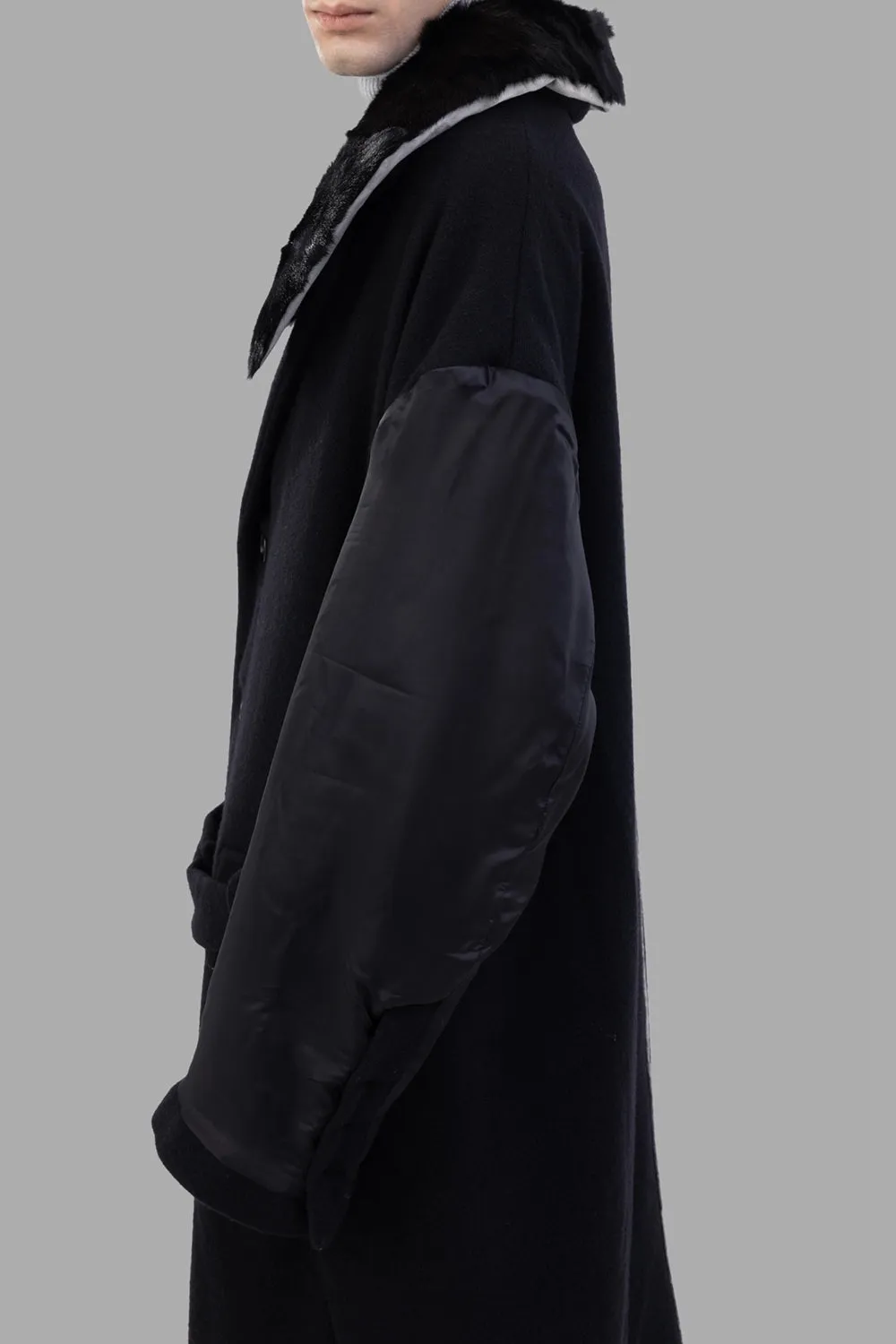 Black Oversized Coat with Contrast Sleeves sold by Plus Zero Concept Store product image thumbnail 3