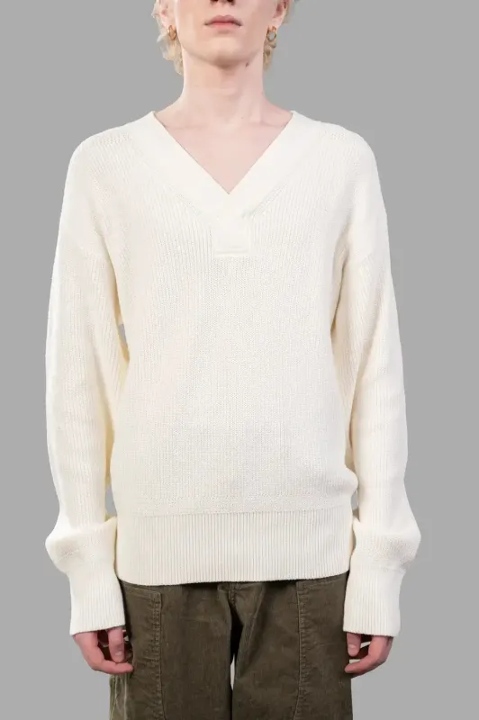 Ribbed V-Neck Cotton Sweater sold by Plus Zero Concept Store