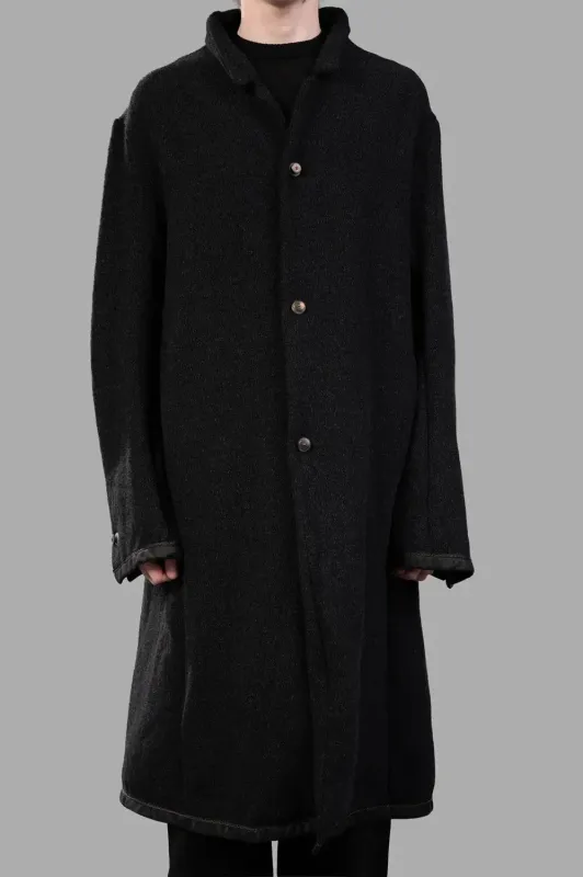 Textured Long Coat in Black sold by Plus Zero Concept Store