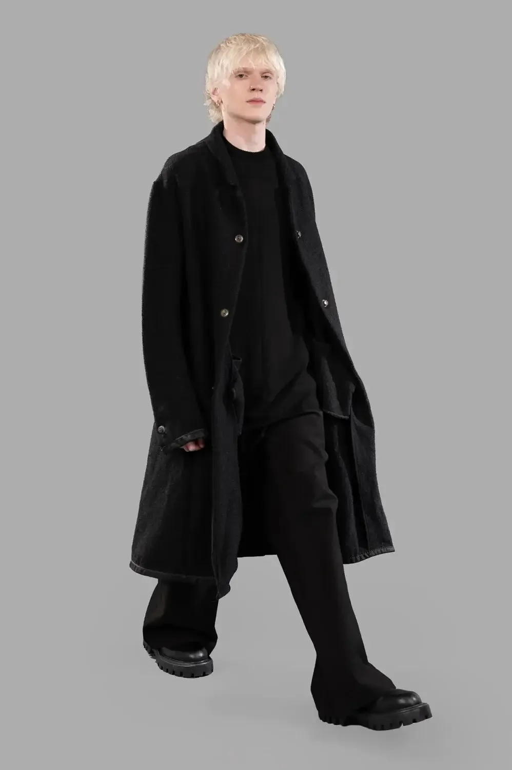 Textured Long Coat in Black sold by Plus Zero Concept Store product image thumbnail 3