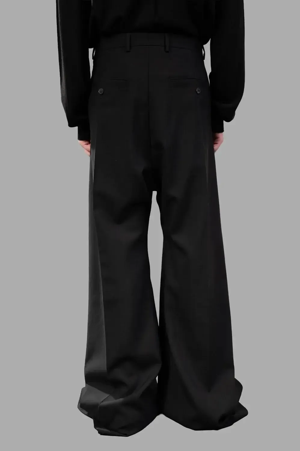 Tailored wide pant in black wool‑blend sold by Plus Zero Concept Store product image thumbnail 3
