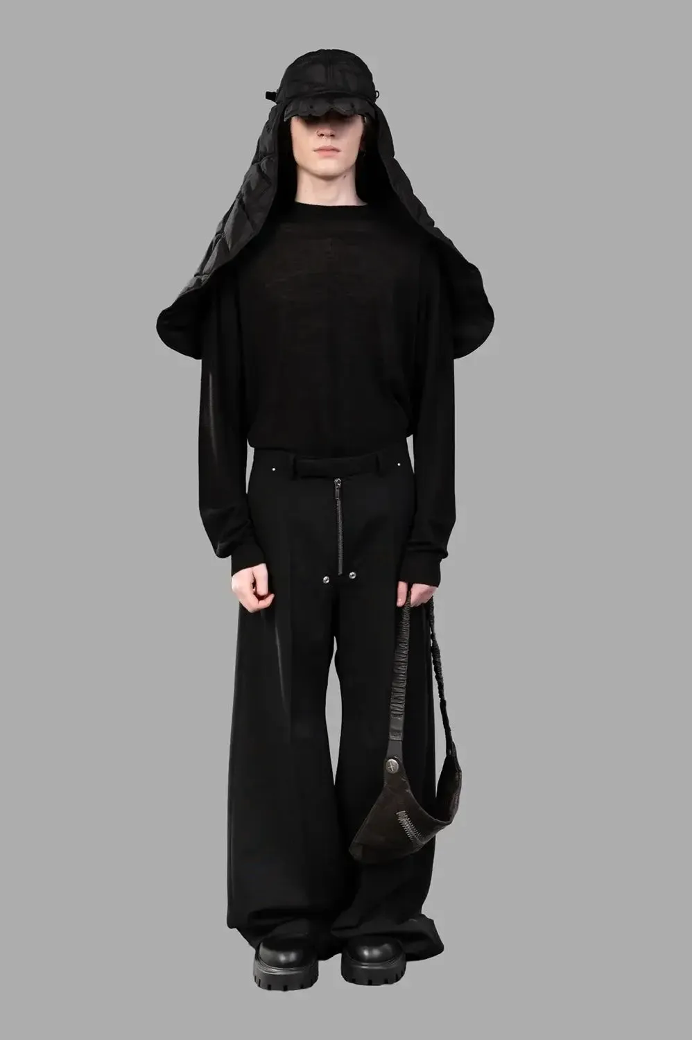 Tailored wide pant in black wool‑blend sold by Plus Zero Concept Store product image thumbnail 2