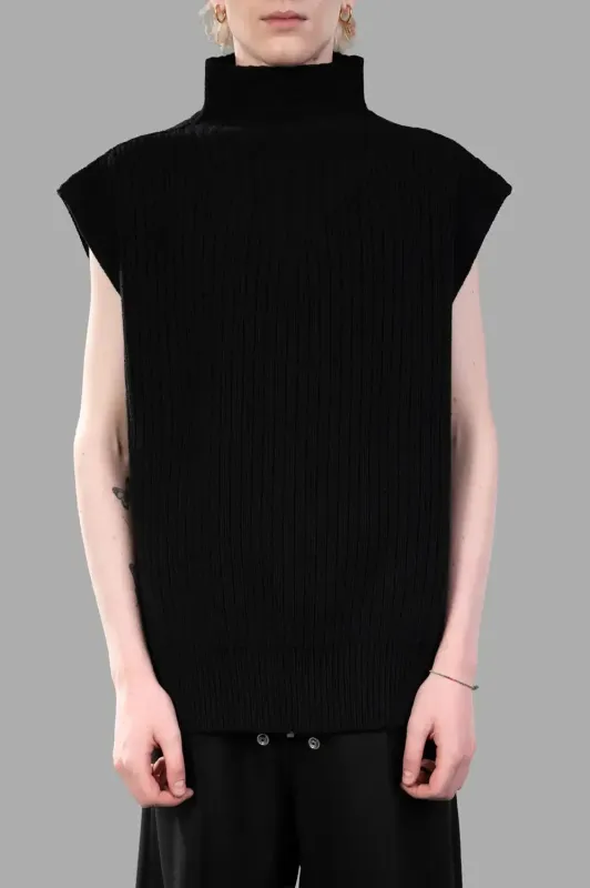 Sleeveless Fisherman Turtleneck in Black made by Rick Owens