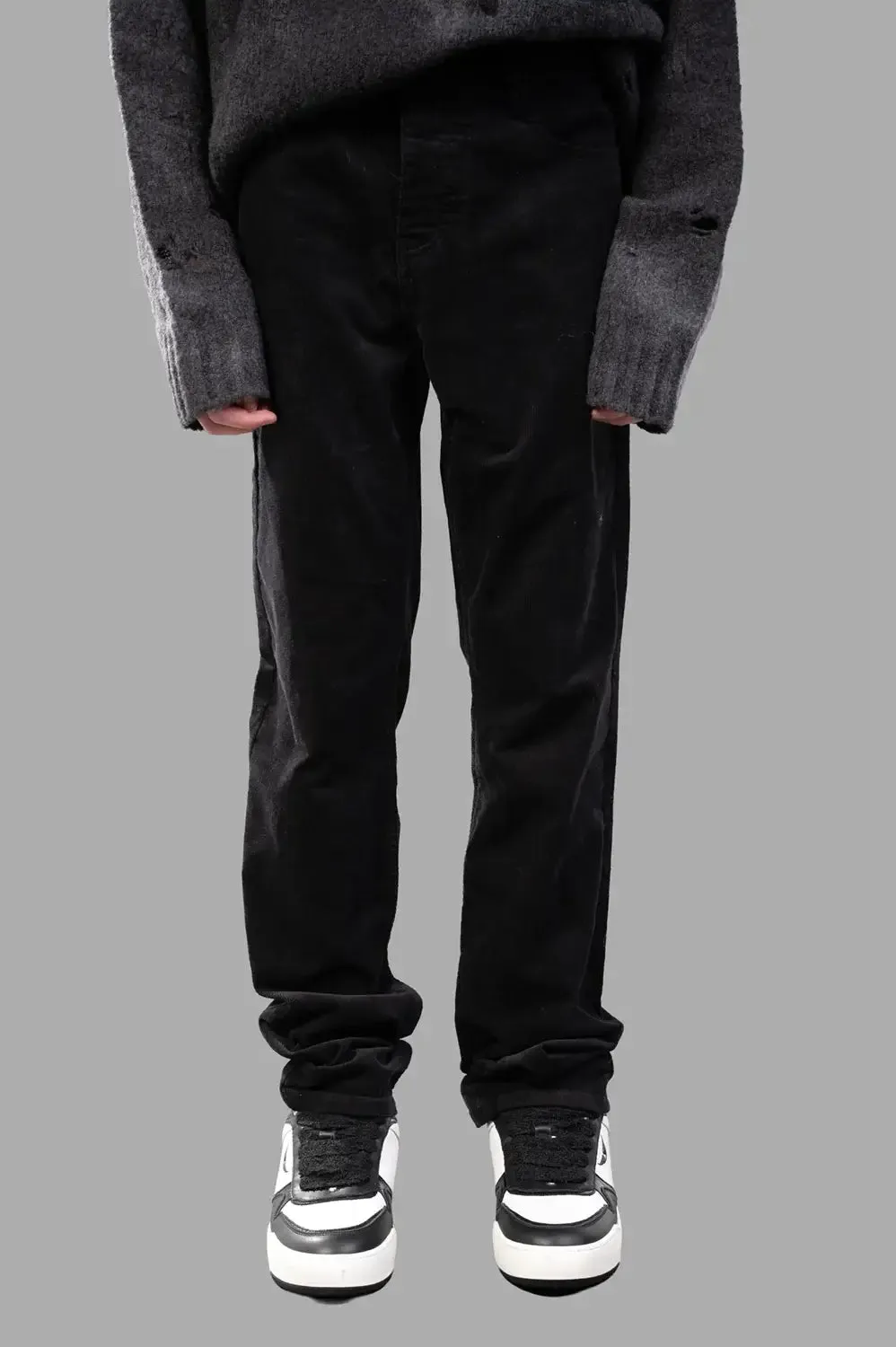 Steeve Velvet Corduroy Pants in Black sold by Plus Zero Concept Store