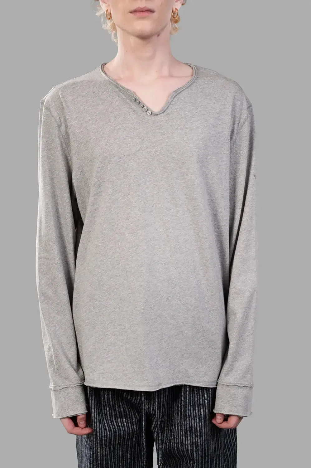 Monastir Long-Sleeve Tunisian T-Shirt in Grey Marl sold by Plus Zero Concept Store