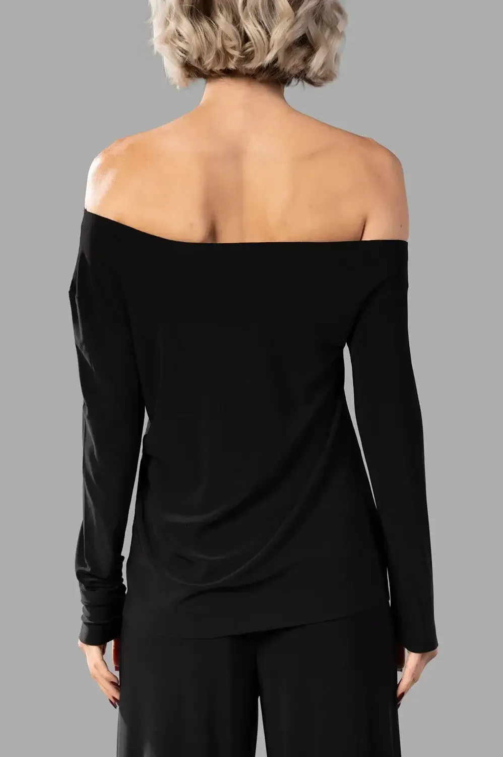 Long sleeve drop shoulder top in black sold by Plus Zero Concept Store product image thumbnail 3