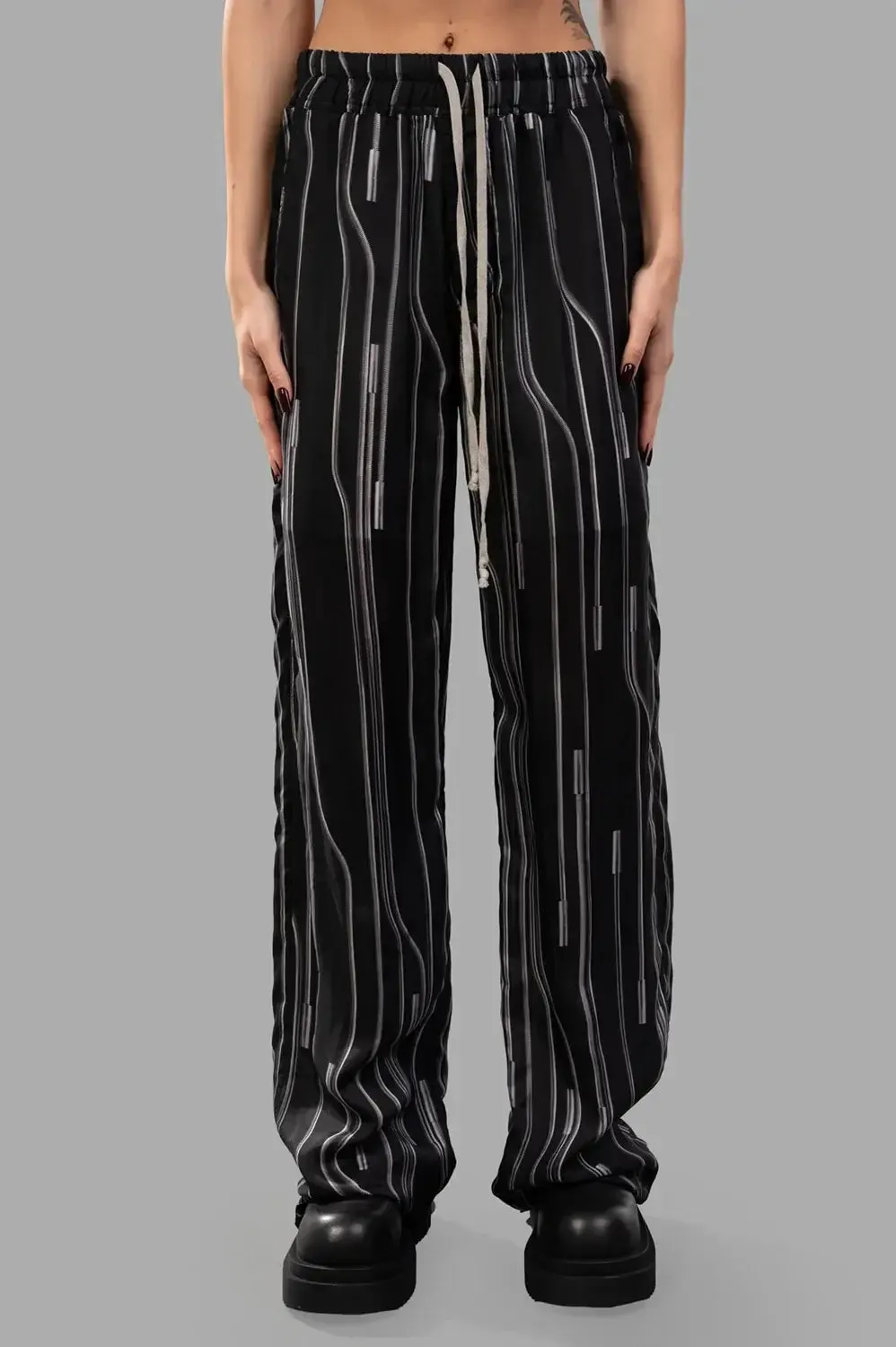 Dietrich Drawstring Trousers in Black/Pearl sold by Plus Zero Concept Store