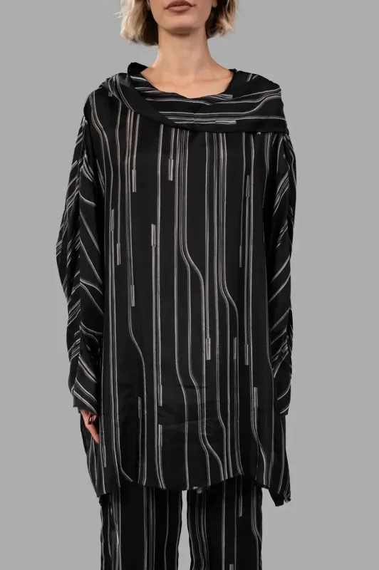Hooded tunic in Black/Pearl sold by Plus Zero Concept Store