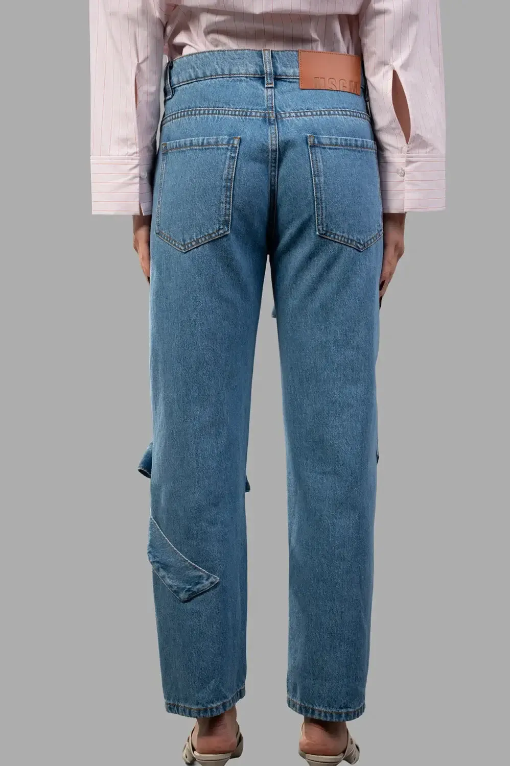 Wide‑leg trousers in blue washed denim sold by Plus Zero Concept Store product image thumbnail 2