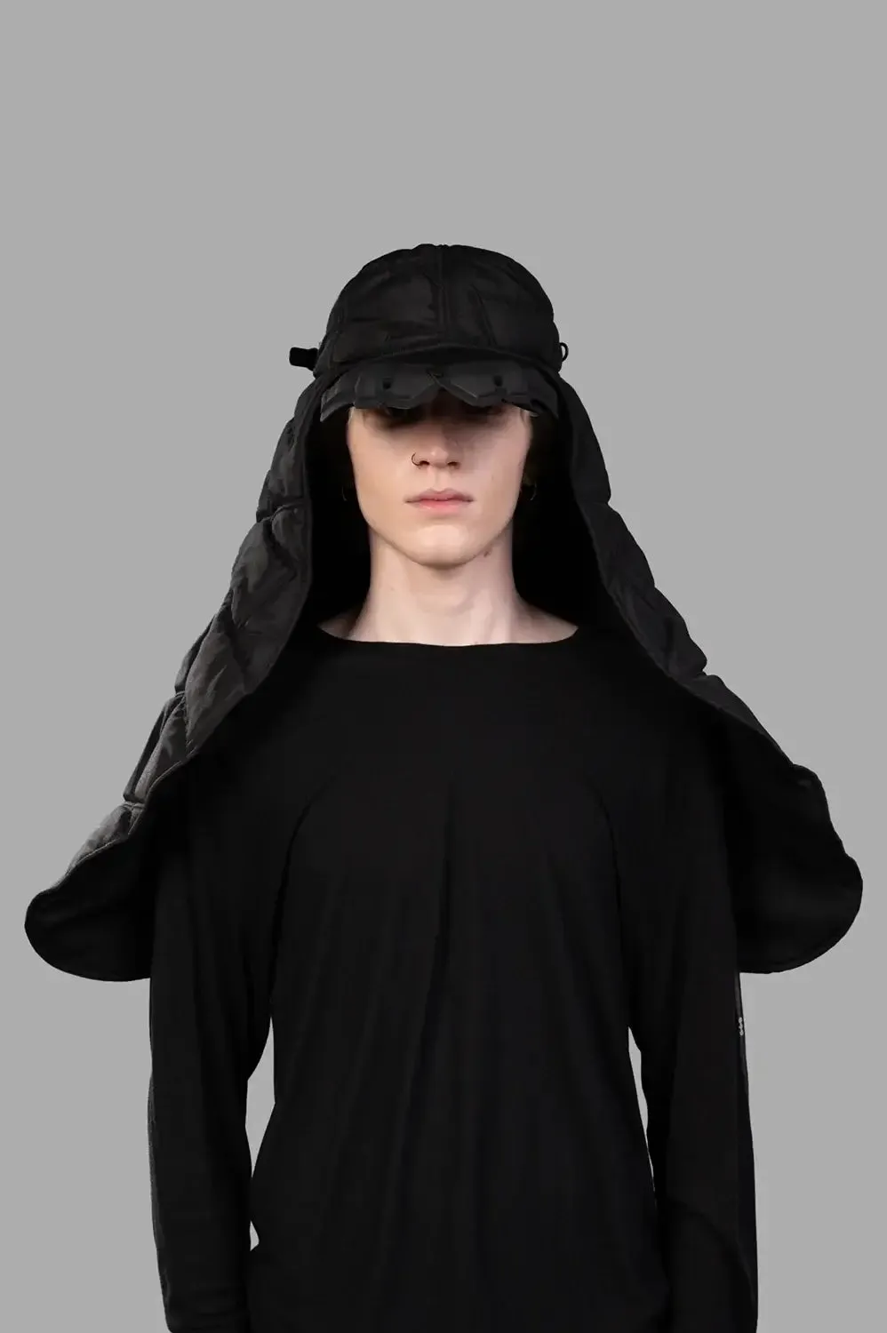 Puffer Scarf Cap with Quilted Veil sold by Plus Zero Concept Store