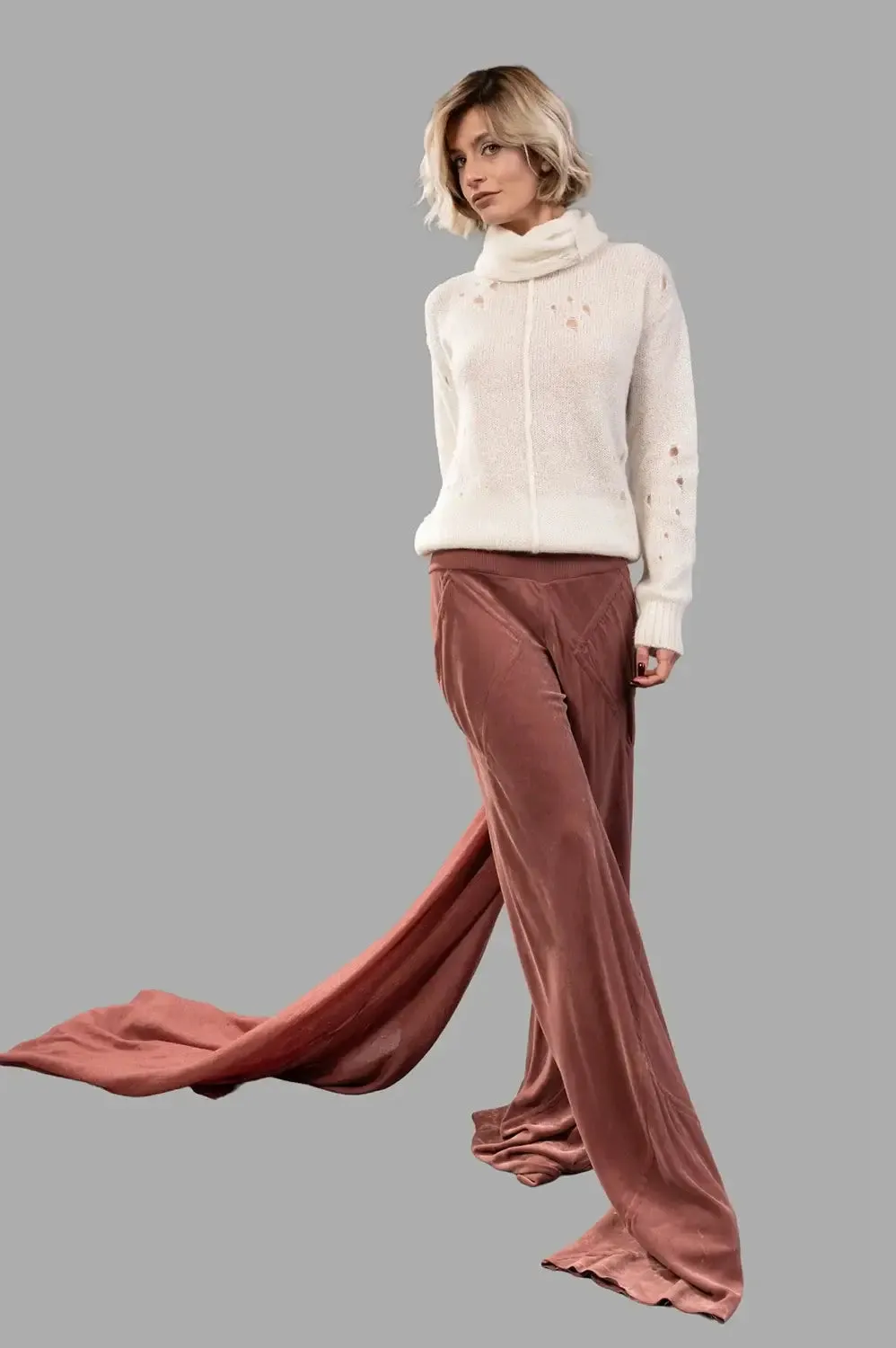 Bias velvet pants in rosewood sold by Plus Zero Concept Store product image thumbnail 2