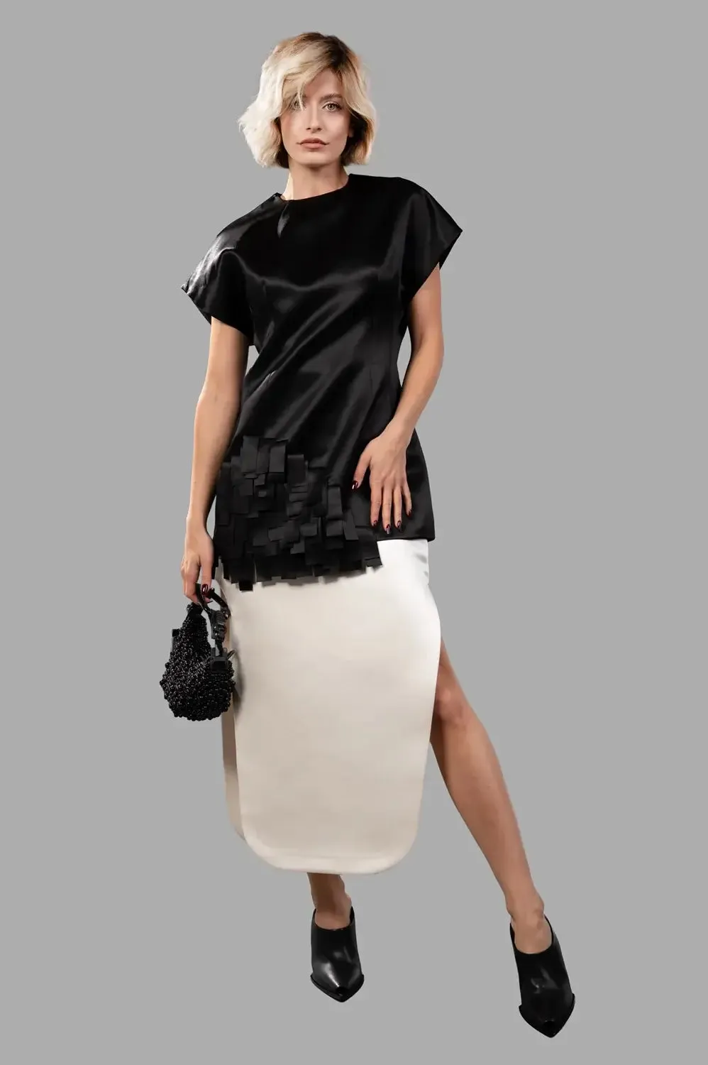 Satin Top with Rectangle Detail sold by Plus Zero Concept Store product image thumbnail 3