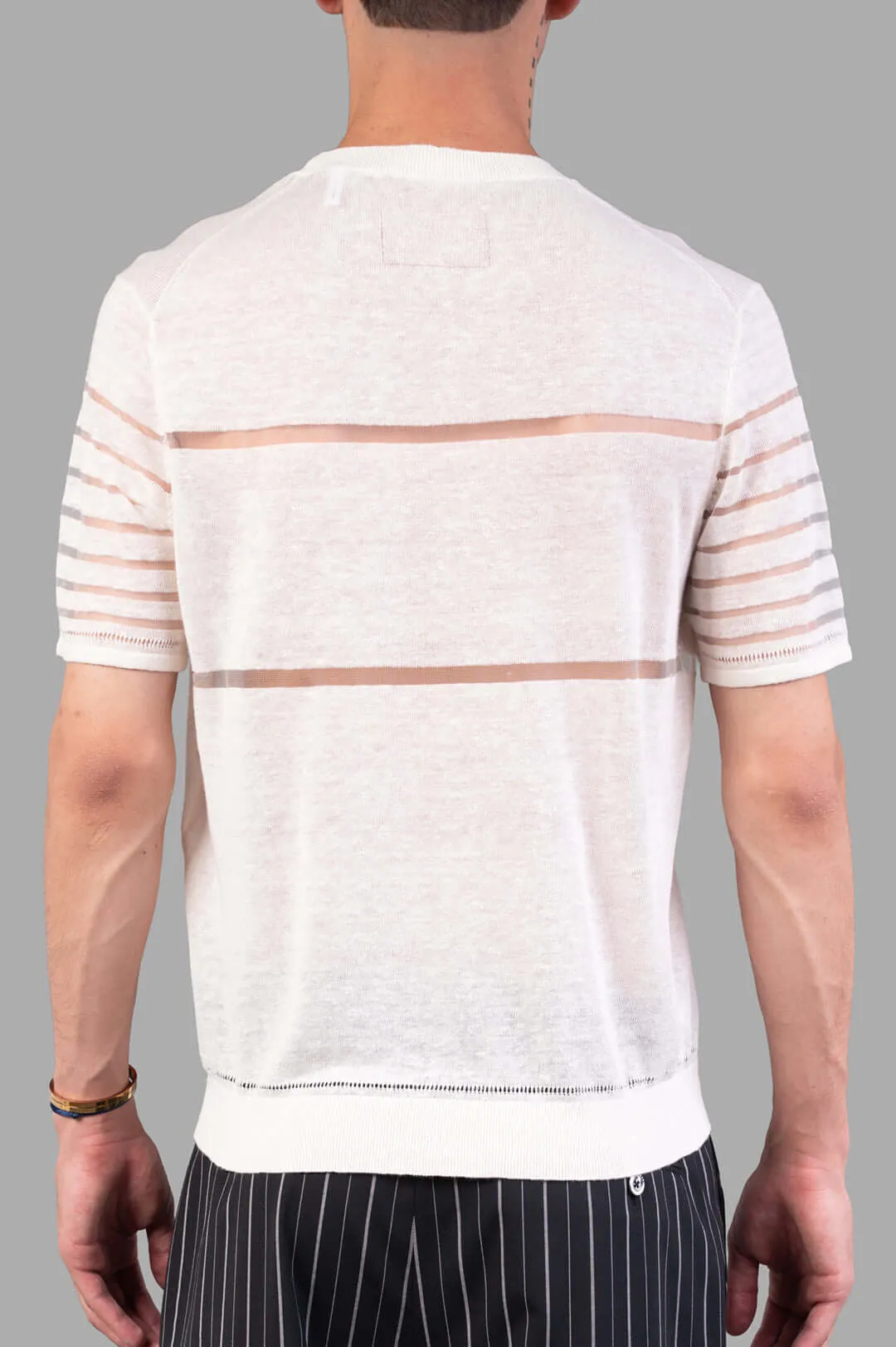 Sheer Stripe Tee in Ivory sold by Plus Zero Concept Store product image thumbnail 3