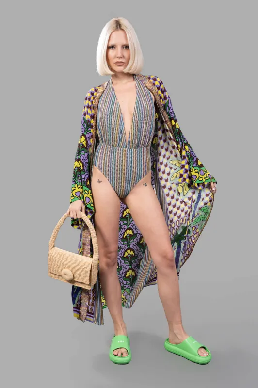 Embellished Printed Crepe Kaftan sold by Plus Zero Concept Store