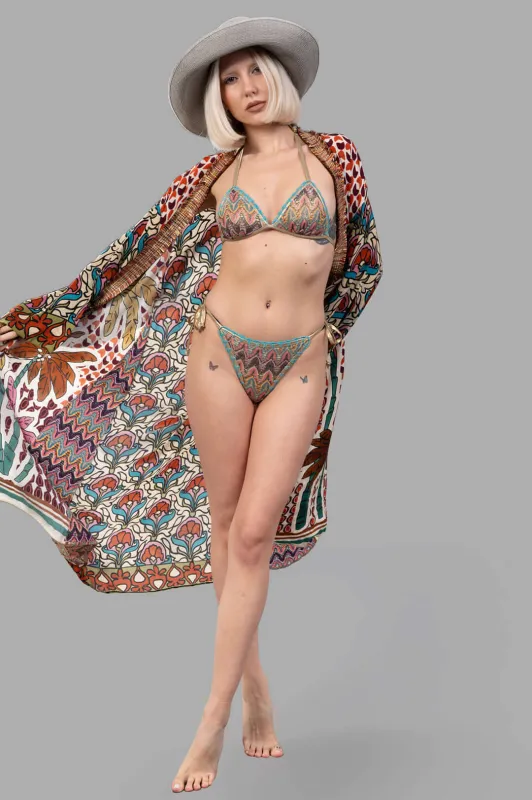 Embellished Printed Crepe Kaftan sold by Plus Zero Concept Store