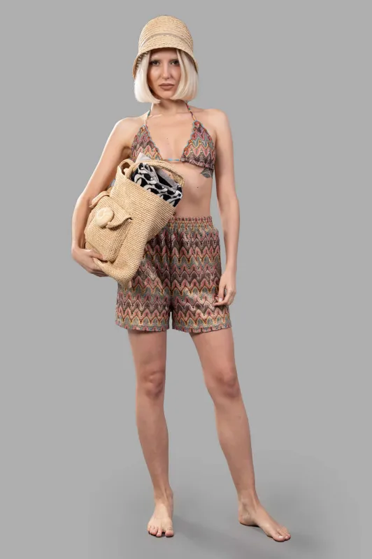 Zig Zag Knit Shorts sold by Plus Zero Concept Store