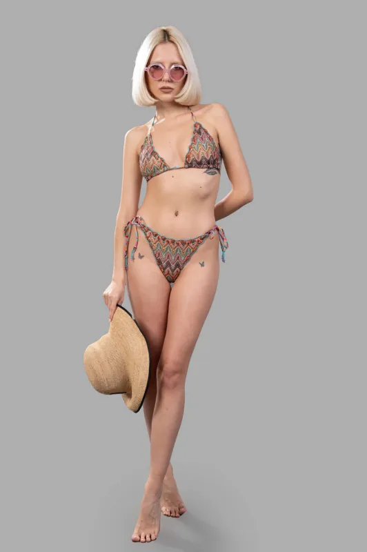Zig Zag Wavy Triangle Bikini Set sold by Plus Zero Concept Store