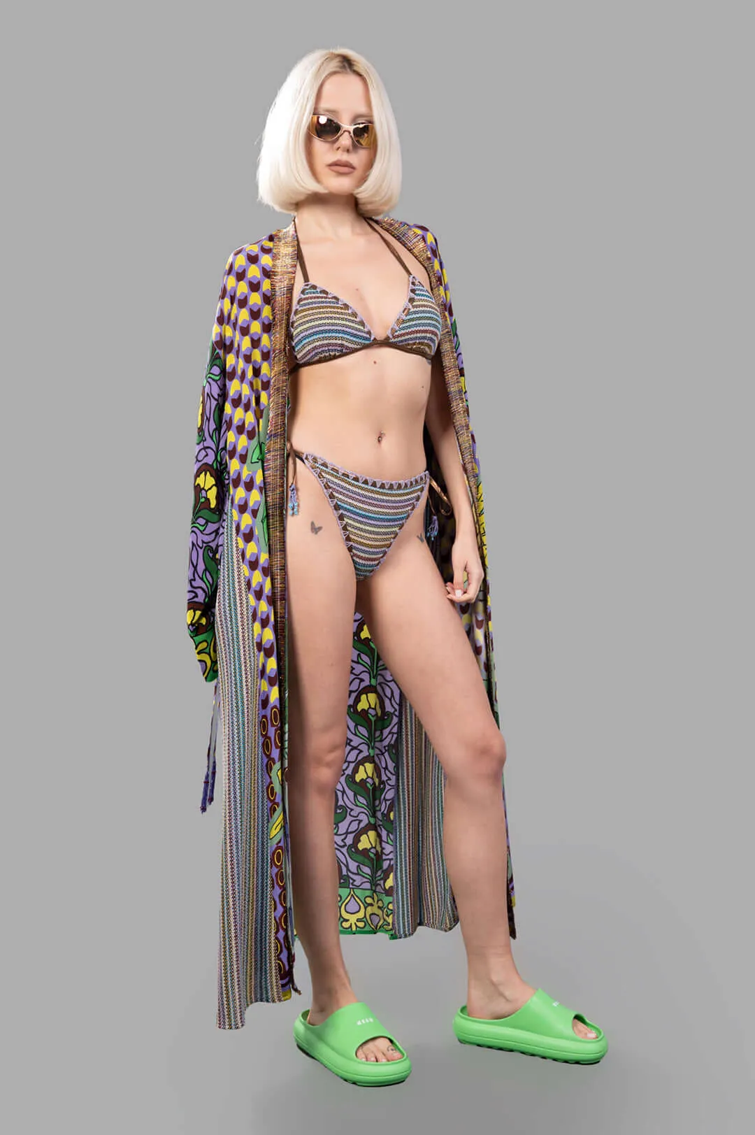 Striped Triangle Bikini Set sold by Plus Zero Concept Store