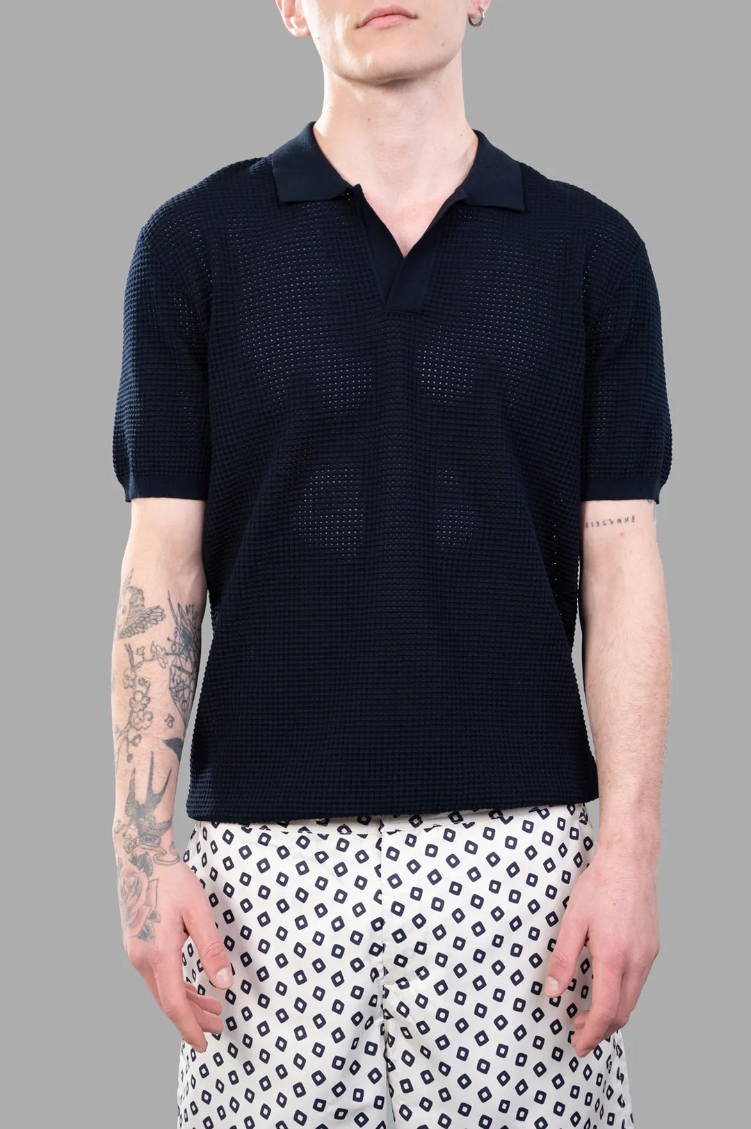 Waffle Mesh Polo Shirt sold by Plus Zero Concept Store product image thumbnail 2