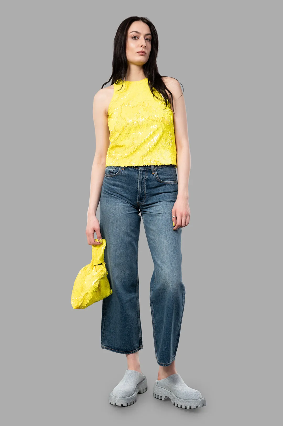 Yellow Sequin Top sold by Plus Zero Concept Store