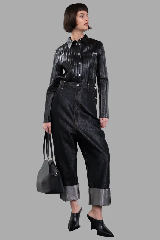 Pleated Leather Shirt sold by Plus Zero Concept Store