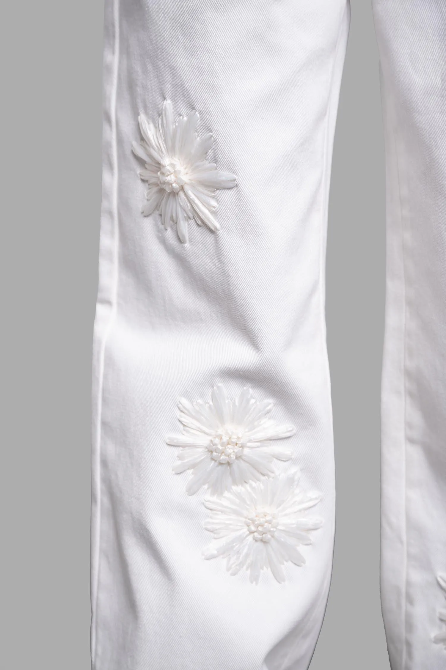 Denim Trousers with Raffia Flowers sold by Plus Zero Concept Store product image thumbnail 4