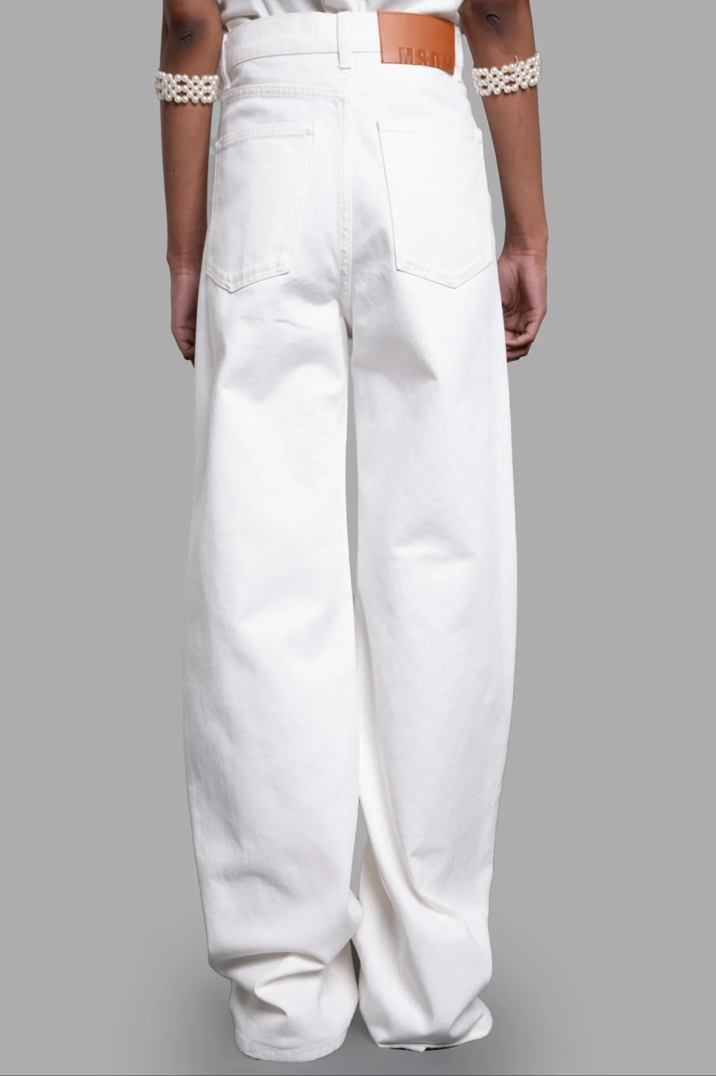 Denim Trousers with Raffia Flowers sold by Plus Zero Concept Store product image thumbnail 3