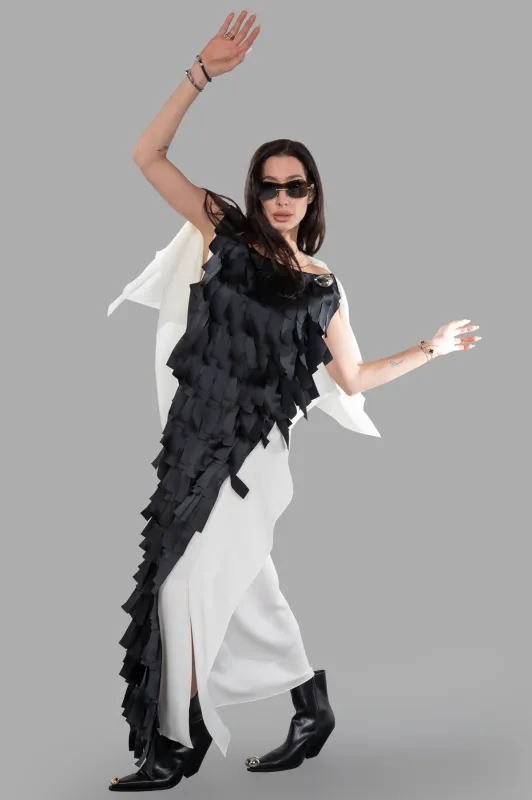 Laser-cut Satin & Twill Gown sold by Plus Zero Concept Store