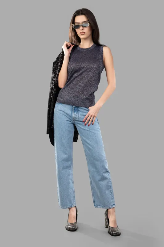 Lurex Knit Tank Top made by Joseph