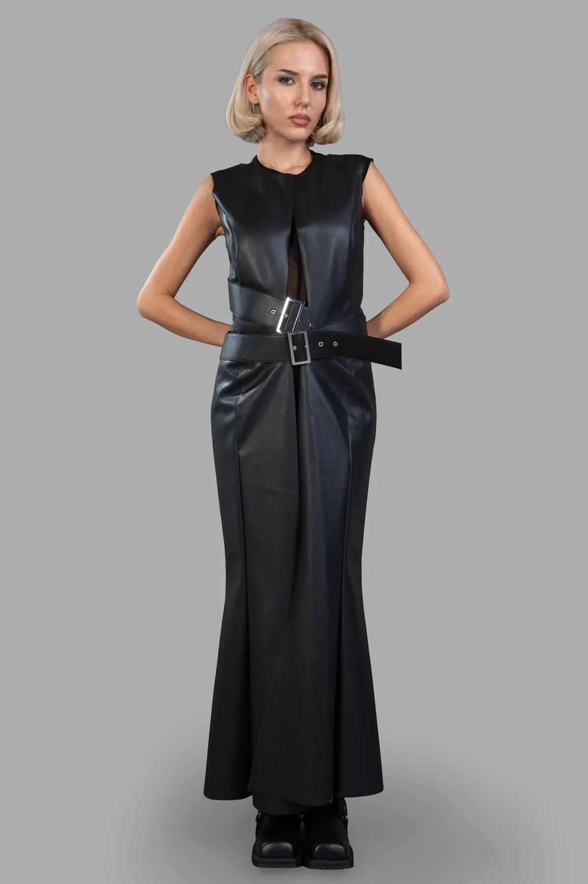 Faux Leather Dress sold by Plus Zero Concept Store