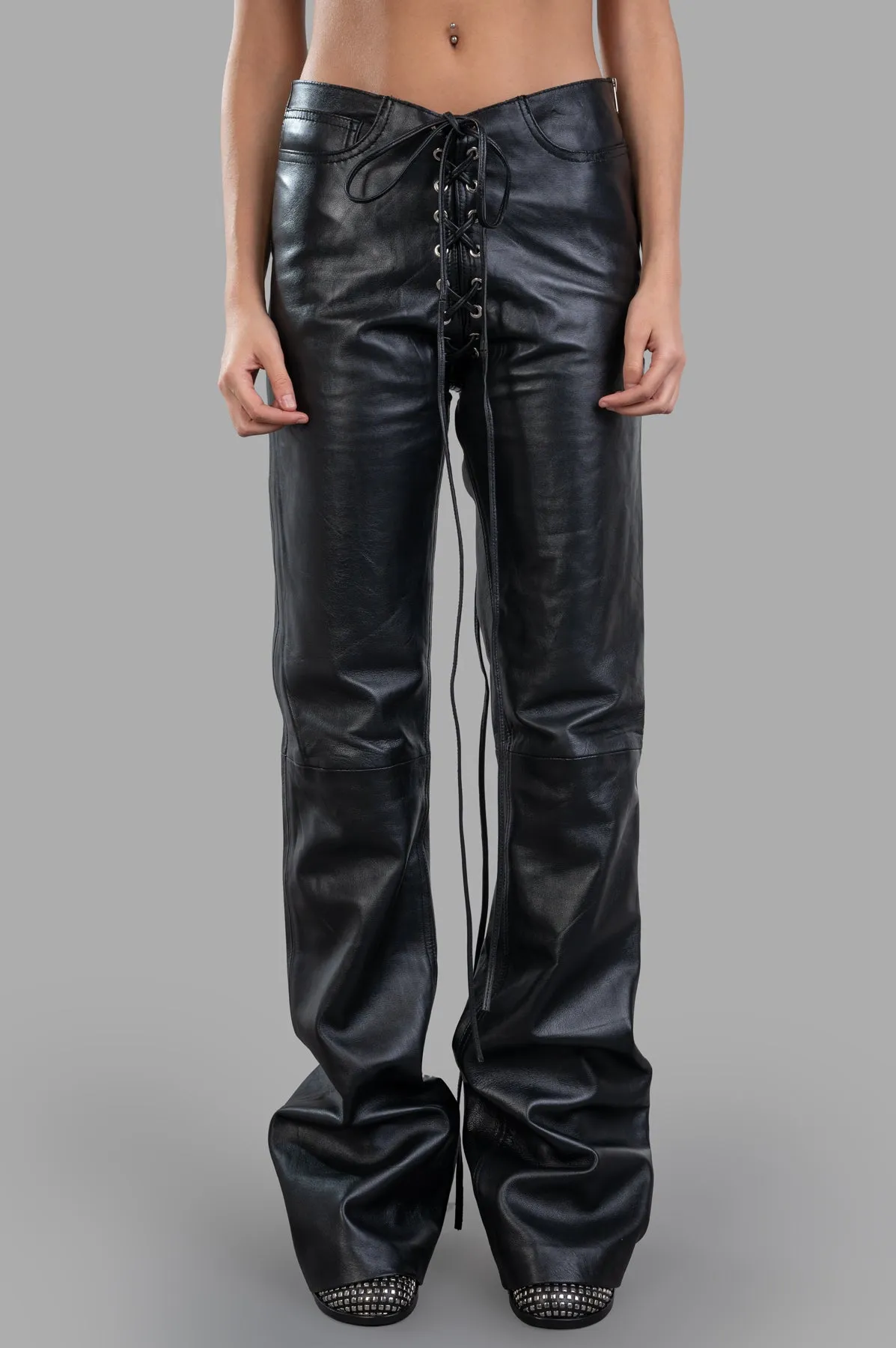 Lace-Up Leather Pants sold by Plus Zero Concept Store product image thumbnail 2
