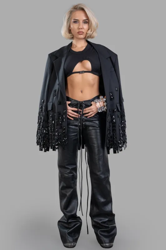 Lace-Up Leather Pants sold by Plus Zero Concept Store