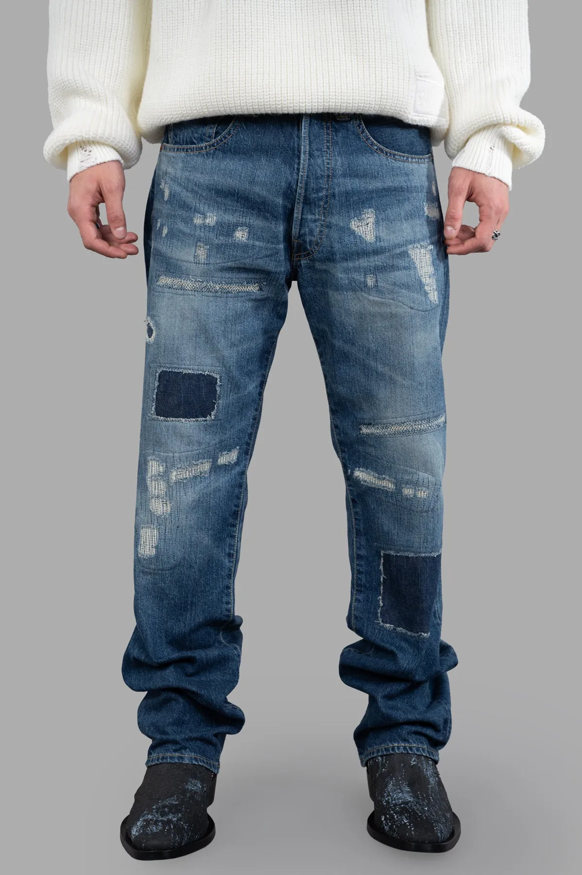 Indigo Distressed Jeans sold by Plus Zero Concept Store product image thumbnail 2