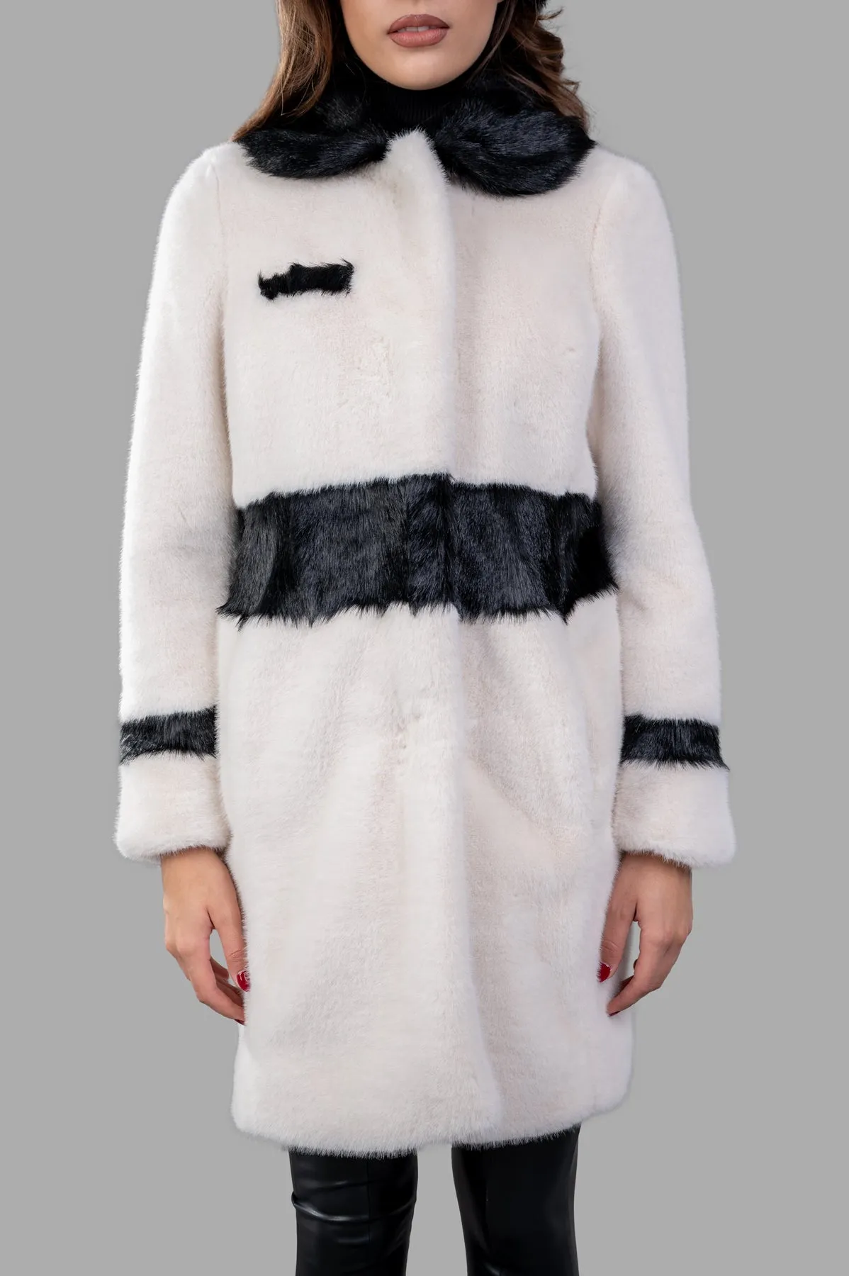Color-block Faux-fur Coat sold by Plus Zero Concept Store product image thumbnail 3