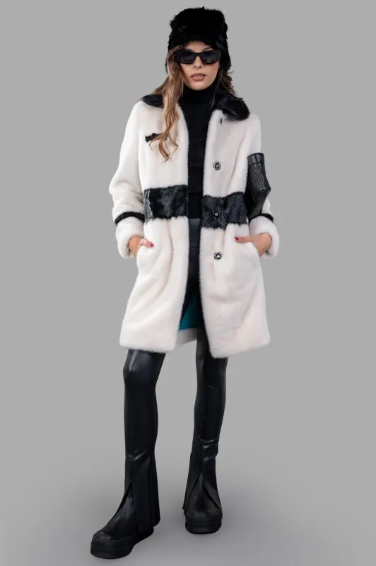 Color-block Faux-fur Coat sold by Plus Zero Concept Store