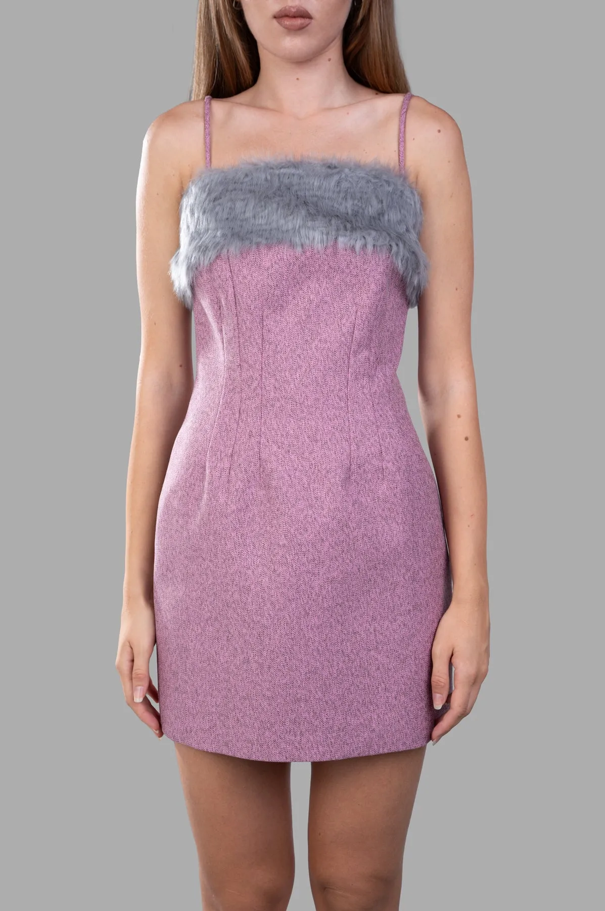 Faux-fur Trim Mini Dress sold by Plus Zero Concept Store product image thumbnail 2