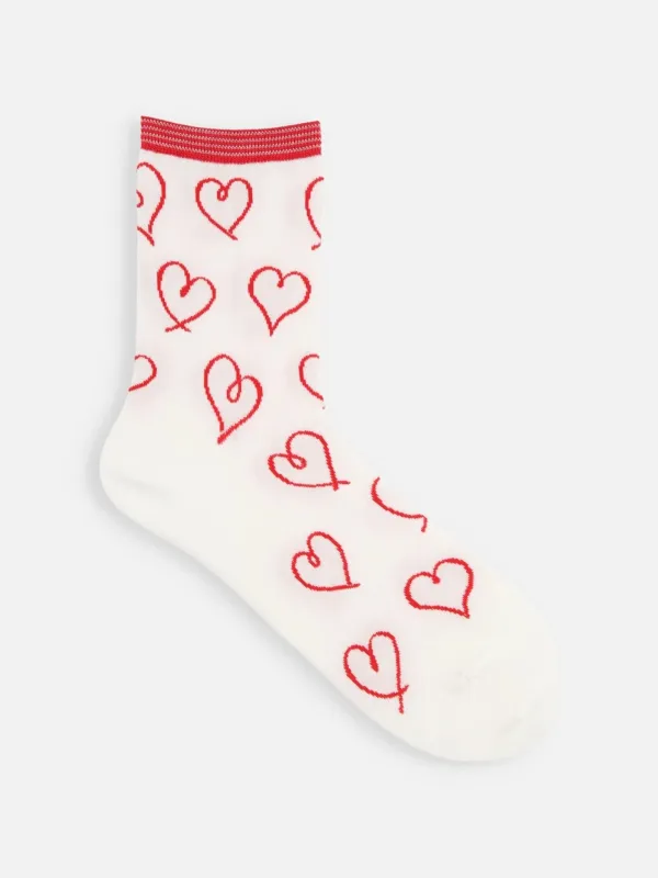 Heart Drawing Low Crew Socks sold by Plus Zero Concept Store