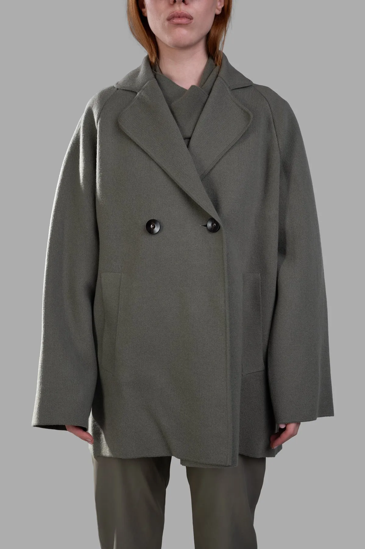Olive Double-breasted Coat sold by Plus Zero Concept Store product image thumbnail 2