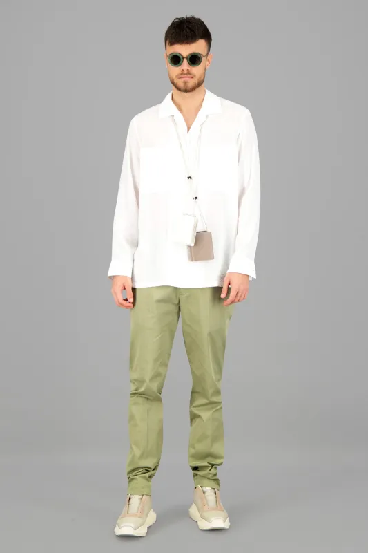 Olive Green Straight-Leg Trousers sold by Plus Zero Concept Store