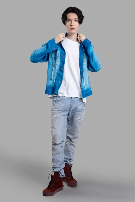 Blue Textured Jacket sold by Plus Zero Concept Store