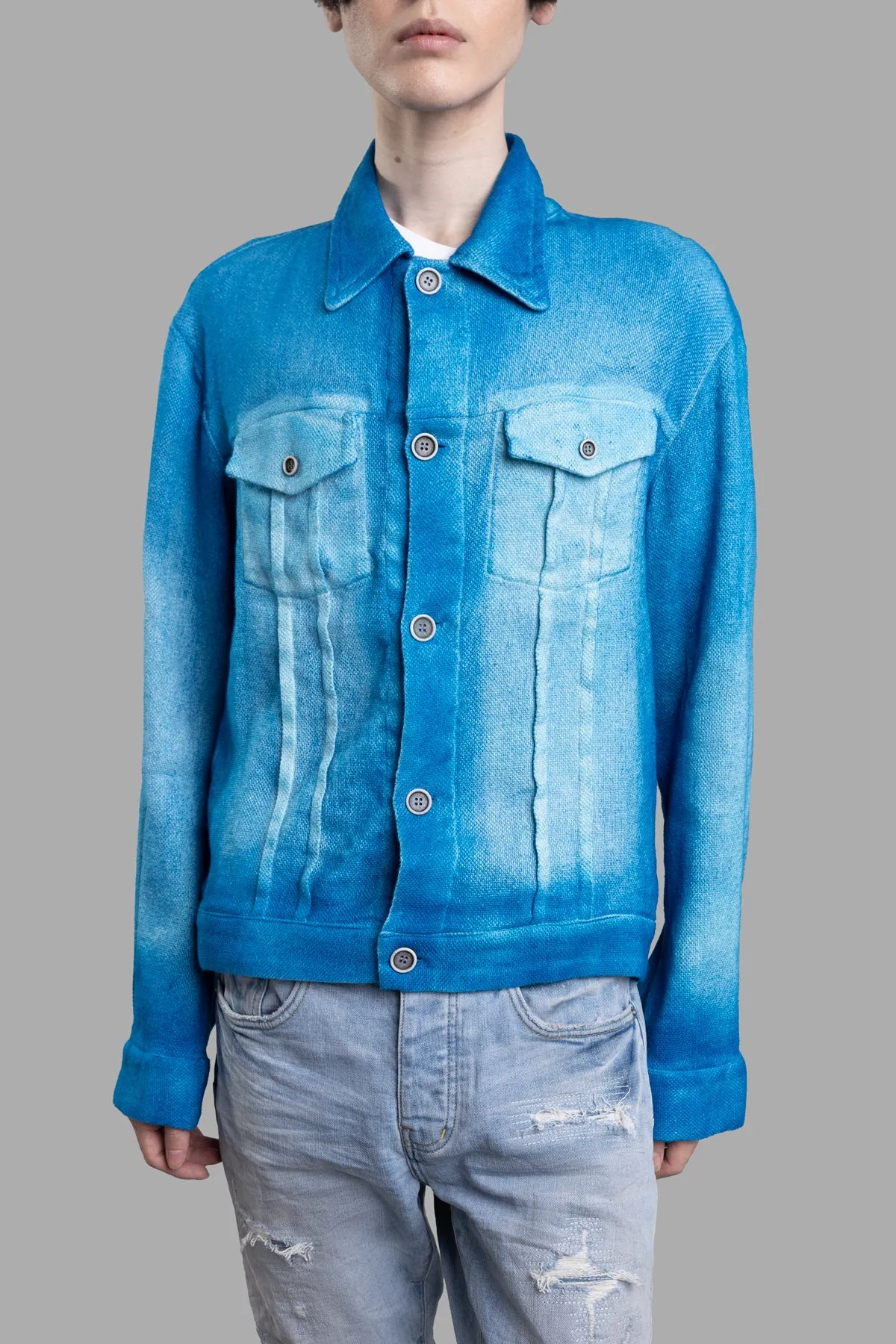 Blue Textured Jacket sold by Plus Zero Concept Store product image thumbnail 2