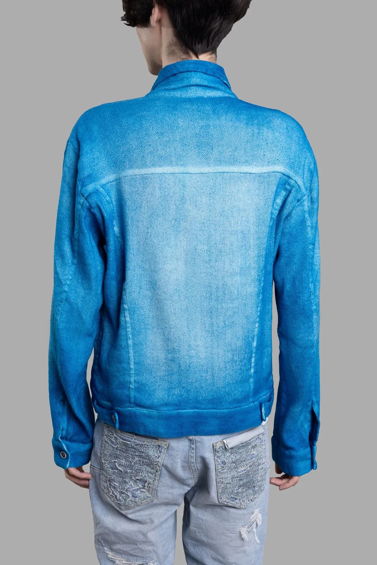 Blue Textured Jacket sold by Plus Zero Concept Store product image thumbnail 3