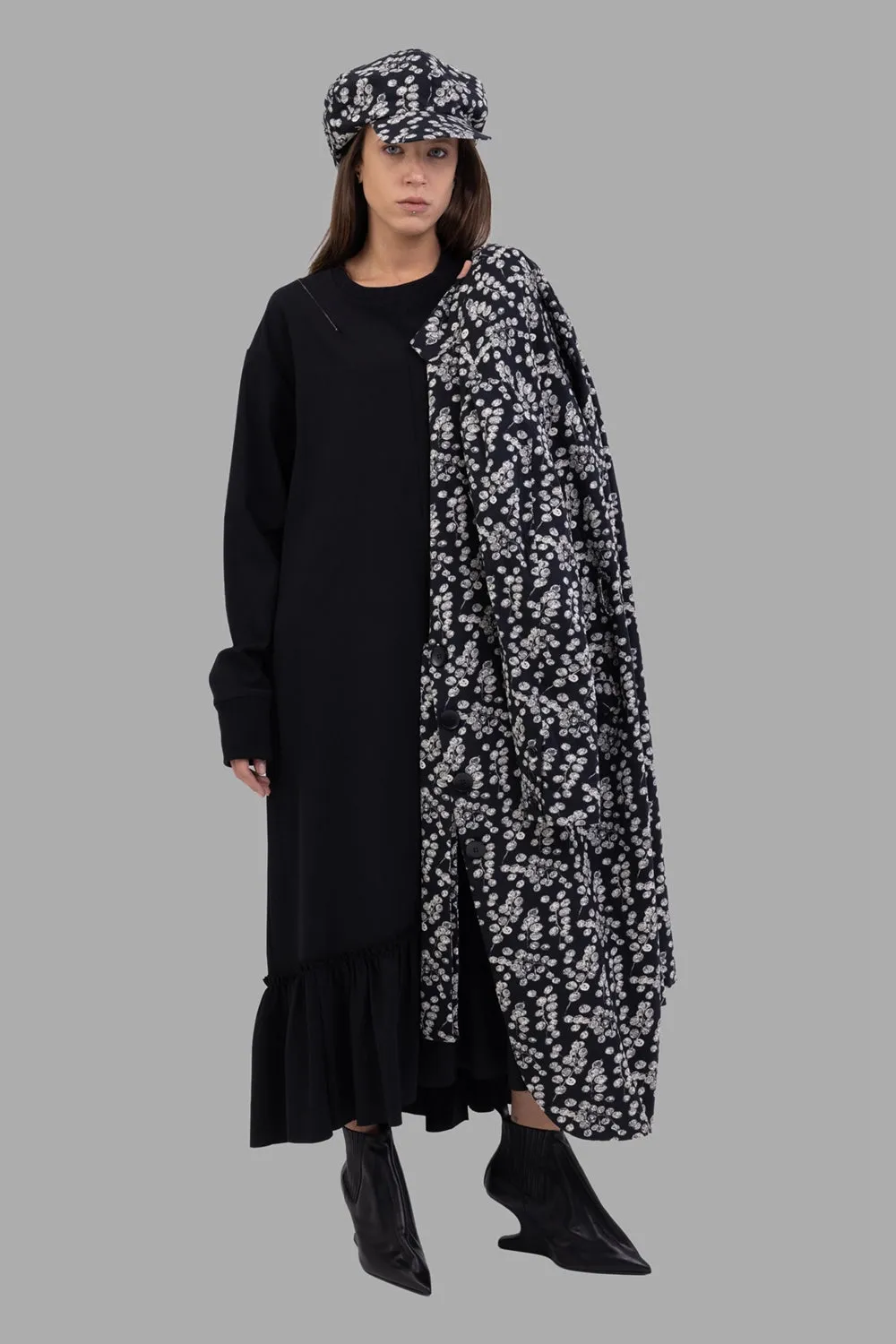 Oversized Ruffle-Hem Jersey Dress in Black sold by Plus Zero Concept Store product image thumbnail 2