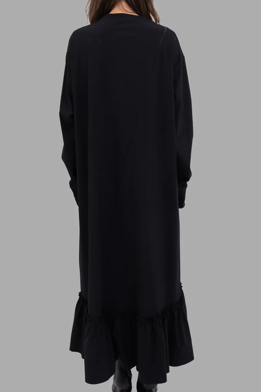 Oversized Ruffle-Hem Jersey Dress in Black sold by Plus Zero Concept Store product image thumbnail 3