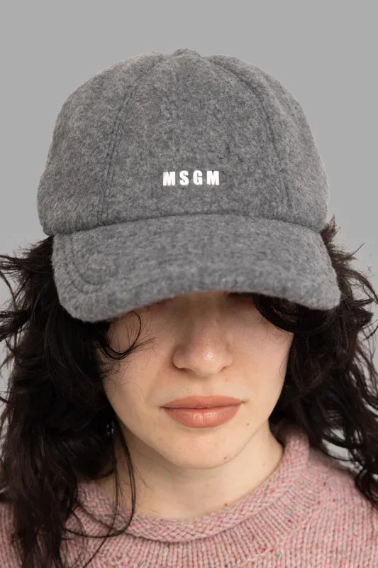 Bouclé Baseball Cap in Anthracite Grey made by MSGM
